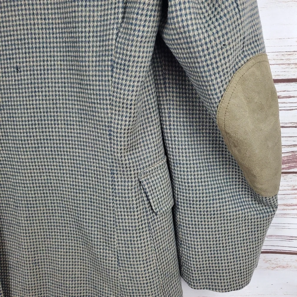 Pendleton Mens Size 40 Vtg 100% Wool Green Houndstooth 2-Button Blazer Jacket